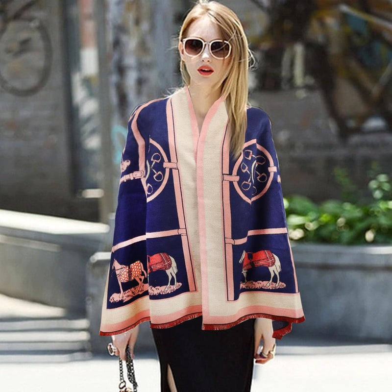 EXTREE Scarfs for Women Pashmina Silky Shawl Wrap for Evening Dressing Blanket Open Front Poncho Cape - Image 3